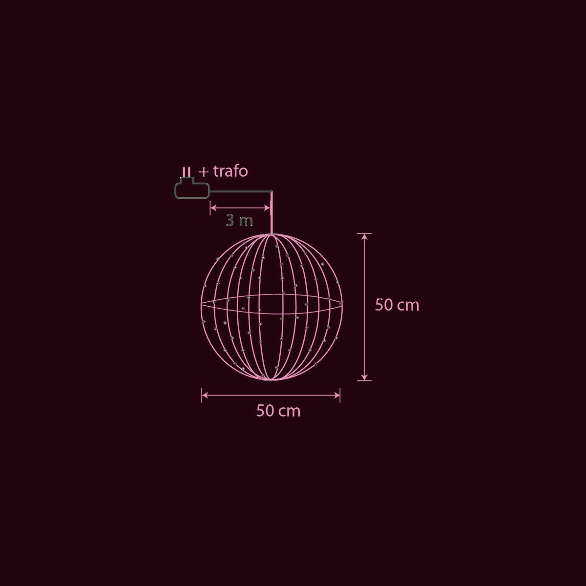 Kerstverlichting Bal met Klassiek Witte LED Lampjes - Ø50 cm - Zilver