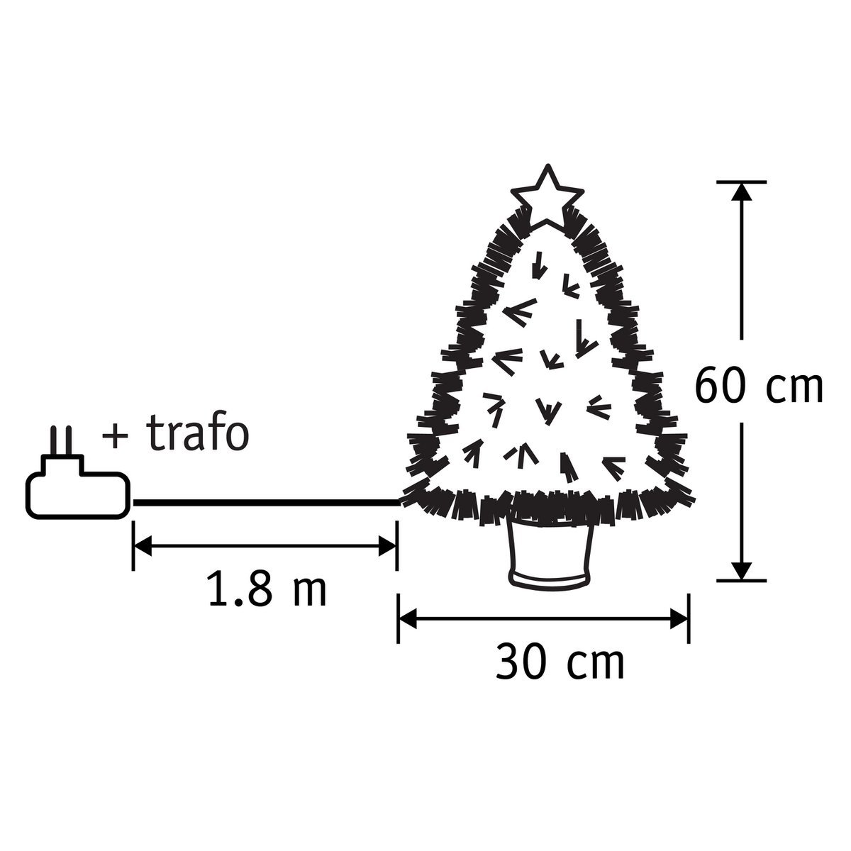 Mercury Kunstkerstboom met Fibre Optic Verlichting - H60 x Ø30 cm - Groen