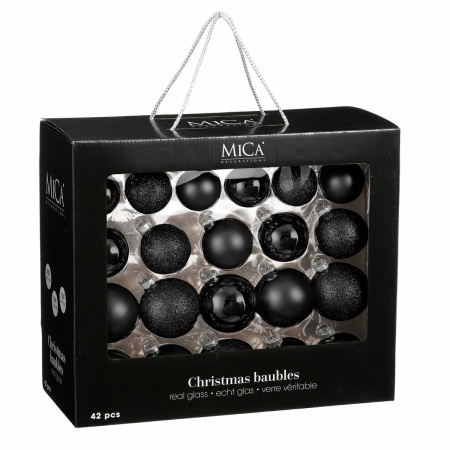 Kerstballen Set - 42 Stuks - Ø7 cm - Glas - Zwart