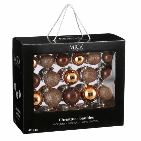 Kerstballen Set - 42 Stuks - Ø7 cm - Glas - Bruin