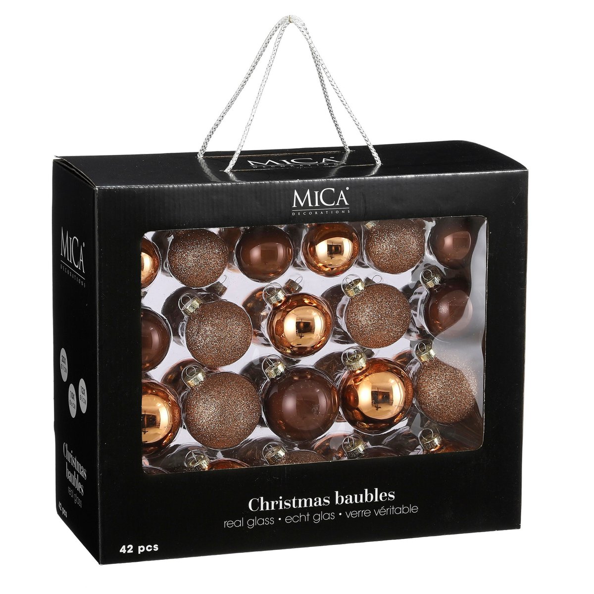 Kerstballen Set - 42 Stuks - Ø7 cm - Glas - Bruin