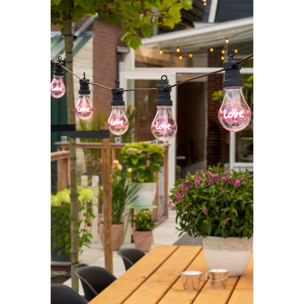 Love LED Lichtsnoer Buiten - L450 cm - Roze