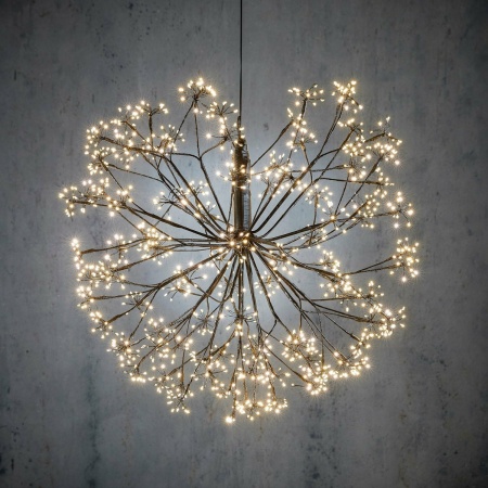 Kerstverlichting Bal met Warm Witte LED Lampjes - Ø60 cm - Zwart