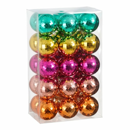 Kerstballen set - 30 Stuks - Ø8 cm - Onbreekbaar - Roze, Fuchsia, Goud, Oranje, Groen