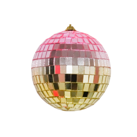 Kerstdecoratie - Kersthanger - Discobal - Foam - Roze/Goud - 25x25x25cm