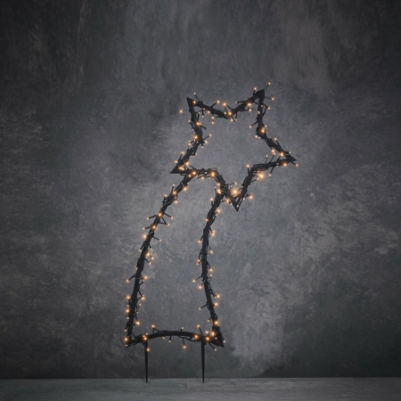 Garden d'Light Vallende Ster Tuinsteker met Warm Witte LED Verlichting - L45 x H101 cm - Zwart