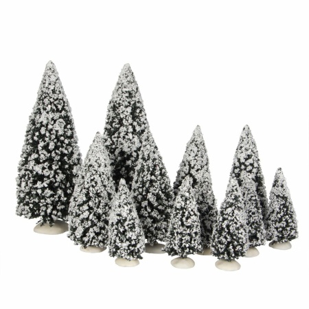 LuVille Kerstdorp Miniatuur Evergreen Bomen - 12 Stuks