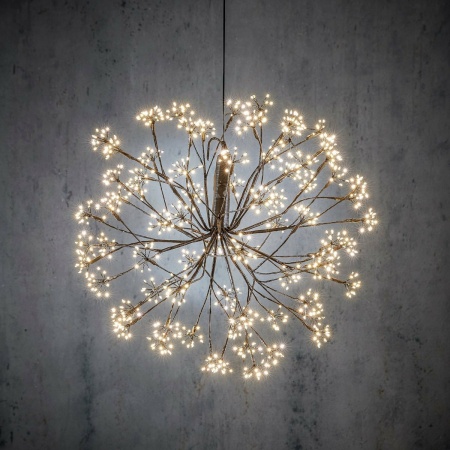 Kerstverlichting Bal met Warm Witte LED Lampjes - Ø50 cm - Zwart