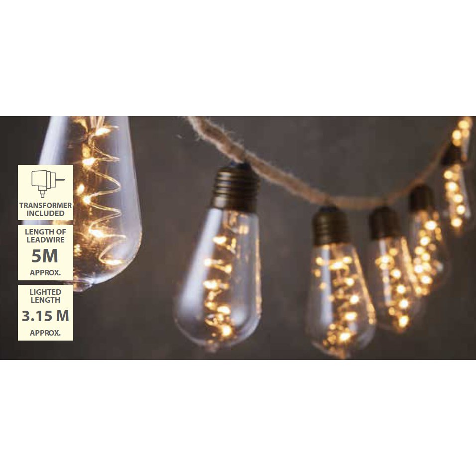 Party Lichtsnoer aan Touw - L315 cm - Warm Wit