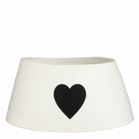 Kerstboomrok met Hart - L50 x B50 x H26 cm - Papier, Vilt - Wit, Zwart