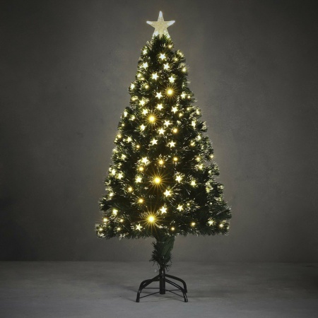 Mercury Kunstkerstboom met Fiber Optic LED Verlichting - H150 x Ø65 cm - Groen
