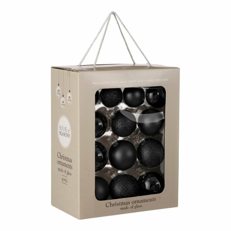 Kerstballen Set - 26 Stuks - Ø7 cm - Glas - Zwart