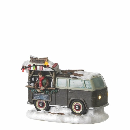 LuVille Kerstdorp Miniatuur Foodtruck Koffie - L14 x B8 x H10 cm