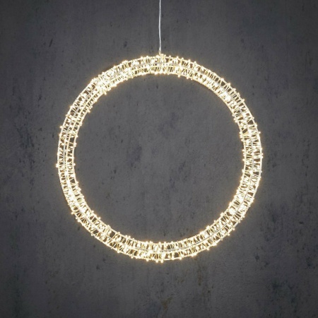 Kerstverlichting Cirkel met Warm Witte LED Lampjes - Ø36 cm - Metaal - Wit