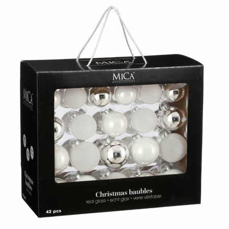 Kerstballen Set - 42 Stuks - Ø7 cm - Glas - Wit