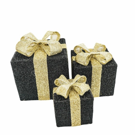 LED Xmas Gift - S3 - Polysenee - zwart/goud -15/20/25cm