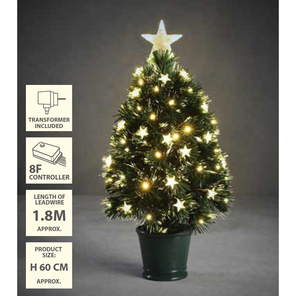 Mercury Kunstkerstboom met Fibre Optic Verlichting - H60 x Ø30 cm - Groen