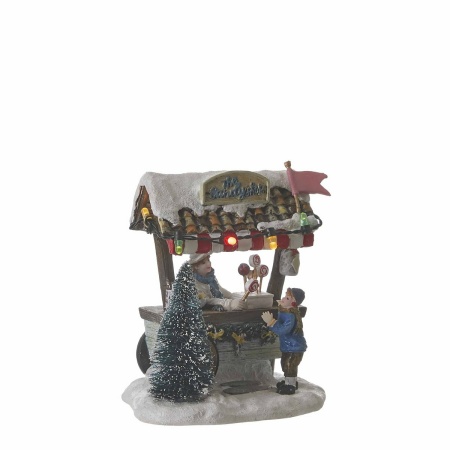 LuVille Kerstdorp Miniatuur Snoepkraampje - L10 x B8 x H10 cm