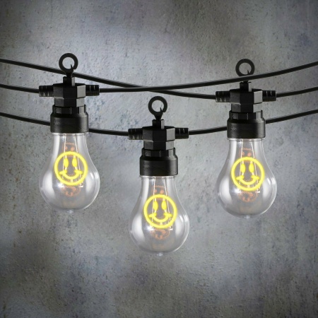 Smiley LED Lichtsnoer Buiten - L450 cm - Geel