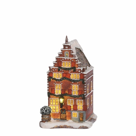 LuVille Kerstdorp Miniatuur Grachtenpand - L11 x B12 x H19 cm